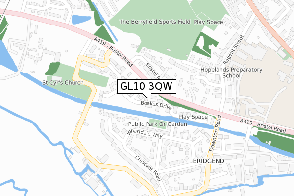 GL10 3QW map - large scale - OS Open Zoomstack (Ordnance Survey)