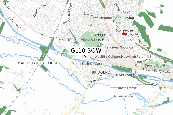 GL10 3QW map - small scale - OS Open Zoomstack (Ordnance Survey)