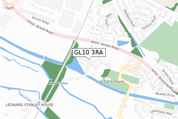 GL10 3RA map - large scale - OS Open Zoomstack (Ordnance Survey)