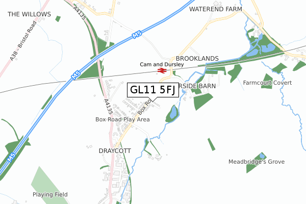 GL11 5FJ map - small scale - OS Open Zoomstack (Ordnance Survey)