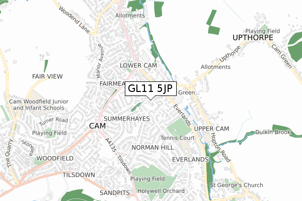 GL11 5JP map - small scale - OS Open Zoomstack (Ordnance Survey)
