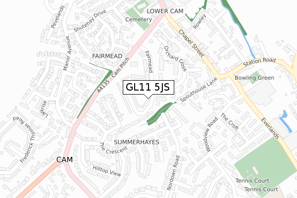 GL11 5JS map - large scale - OS Open Zoomstack (Ordnance Survey)