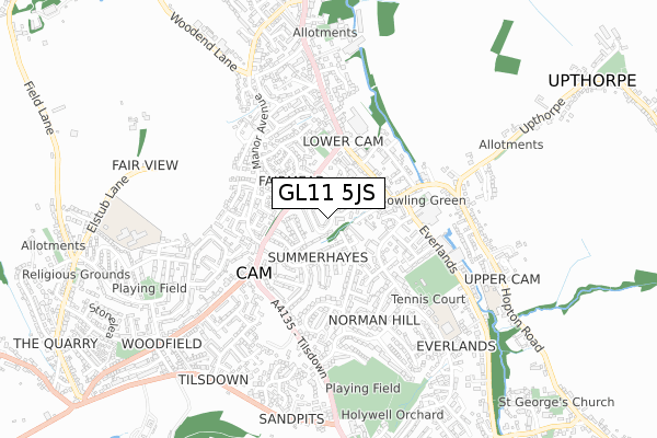 GL11 5JS map - small scale - OS Open Zoomstack (Ordnance Survey)
