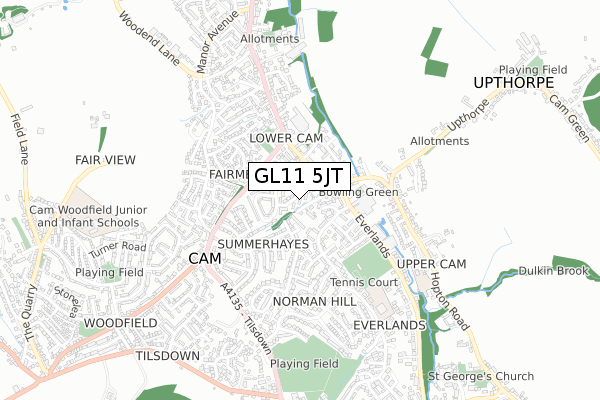 GL11 5JT map - small scale - OS Open Zoomstack (Ordnance Survey)