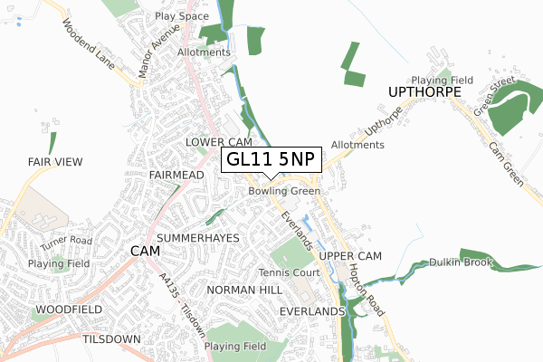 GL11 5NP map - small scale - OS Open Zoomstack (Ordnance Survey)