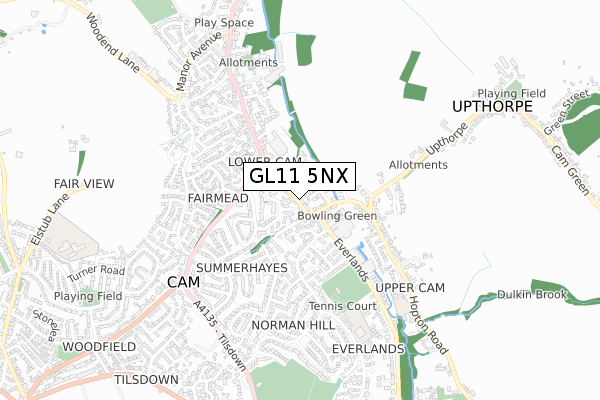 GL11 5NX map - small scale - OS Open Zoomstack (Ordnance Survey)