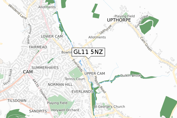 GL11 5NZ map - small scale - OS Open Zoomstack (Ordnance Survey)