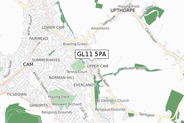 GL11 5PA map - small scale - OS Open Zoomstack (Ordnance Survey)