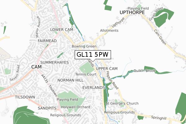 GL11 5PW map - small scale - OS Open Zoomstack (Ordnance Survey) GL11 5PW map - small scale - OS Open Zoomstack (Ordnance Survey)
