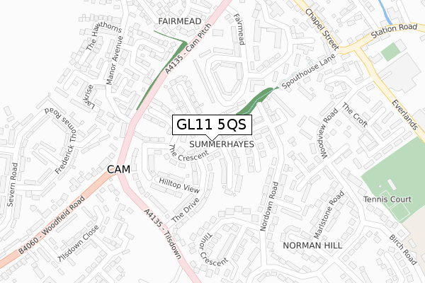 GL11 5QS map - large scale - OS Open Zoomstack (Ordnance Survey)