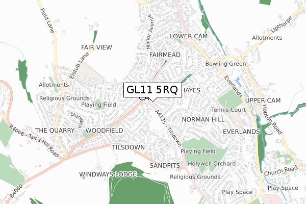 GL11 5RQ map - small scale - OS Open Zoomstack (Ordnance Survey)