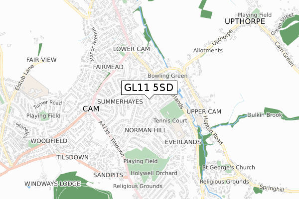 GL11 5SD map - small scale - OS Open Zoomstack (Ordnance Survey)