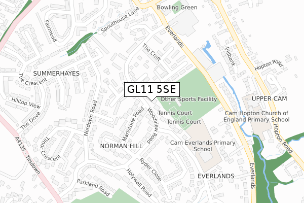 GL11 5SE map - large scale - OS Open Zoomstack (Ordnance Survey)