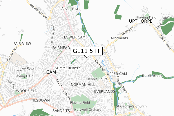 GL11 5TT map - small scale - OS Open Zoomstack (Ordnance Survey) GL11 5TT map - small scale - OS Open Zoomstack (Ordnance Survey)