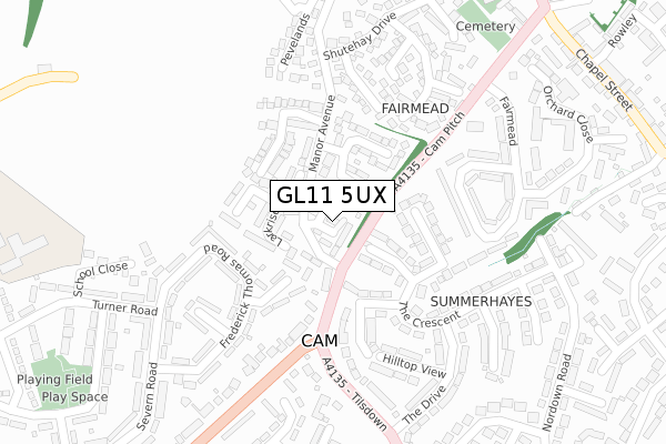 GL11 5UX map - large scale - OS Open Zoomstack (Ordnance Survey)