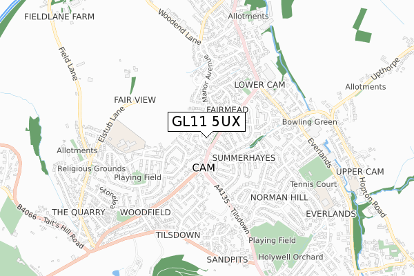 GL11 5UX map - small scale - OS Open Zoomstack (Ordnance Survey)