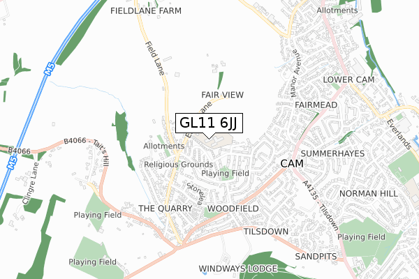 GL11 6JJ map - small scale - OS Open Zoomstack (Ordnance Survey) GL11 6JJ map - small scale - OS Open Zoomstack (Ordnance Survey)