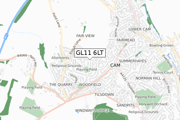 GL11 6LT map - small scale - OS Open Zoomstack (Ordnance Survey)