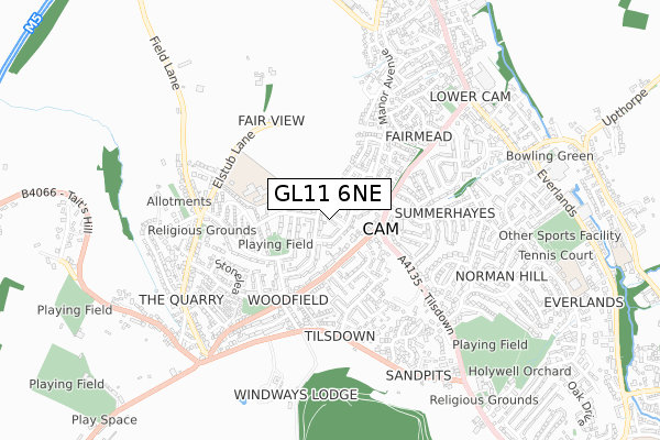 GL11 6NE map - small scale - OS Open Zoomstack (Ordnance Survey)