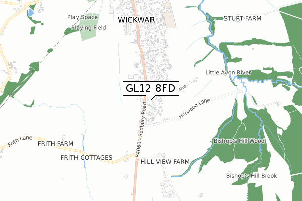 GL12 8FD map - small scale - OS Open Zoomstack (Ordnance Survey)