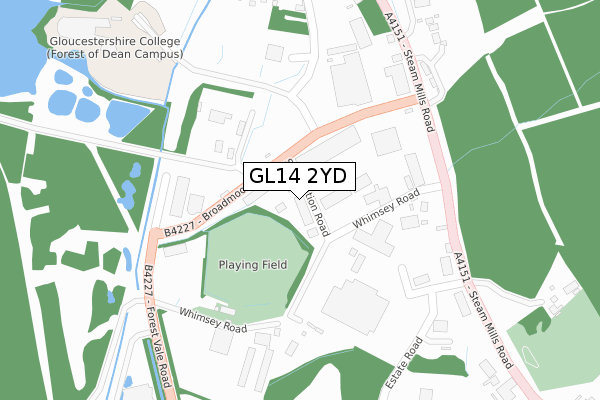 GL14 2YD map - large scale - OS Open Zoomstack (Ordnance Survey)