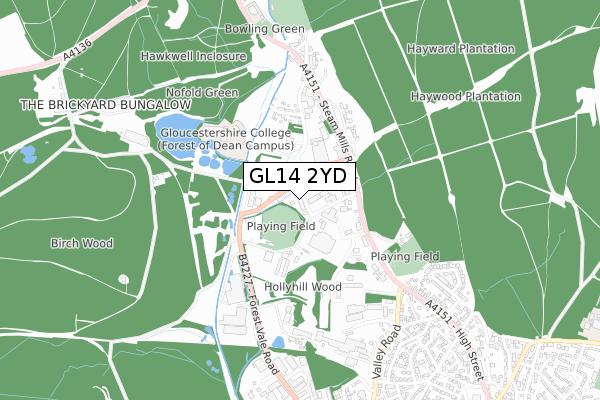 GL14 2YD map - small scale - OS Open Zoomstack (Ordnance Survey)