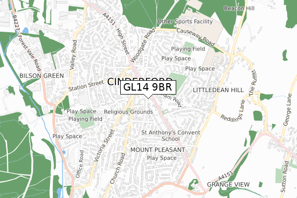 GL14 9BR map - small scale - OS Open Zoomstack (Ordnance Survey) GL14 9BR map - small scale - OS Open Zoomstack (Ordnance Survey)