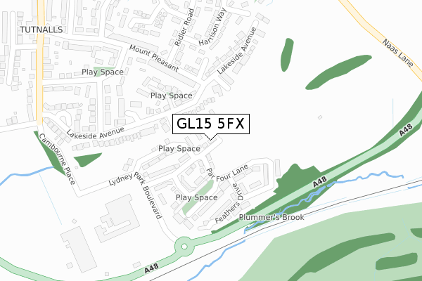 GL15 5FX map - large scale - OS Open Zoomstack (Ordnance Survey)