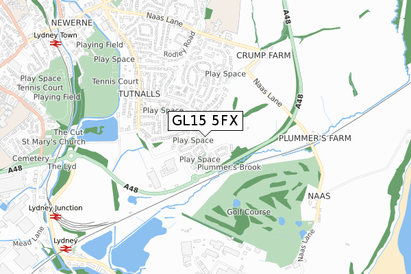 GL15 5FX map - small scale - OS Open Zoomstack (Ordnance Survey)