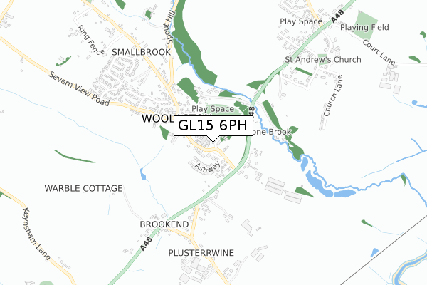 GL15 6PH map - small scale - OS Open Zoomstack (Ordnance Survey)