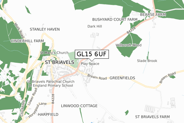 GL15 6UF map - small scale - OS Open Zoomstack (Ordnance Survey) GL15 6UF map - small scale - OS Open Zoomstack (Ordnance Survey)