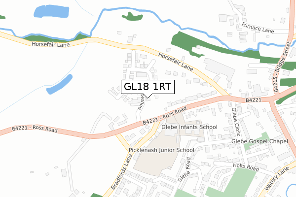 GL18 1RT map - large scale - OS Open Zoomstack (Ordnance Survey)