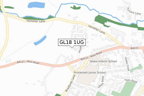 GL18 1UG map - large scale - OS Open Zoomstack (Ordnance Survey)