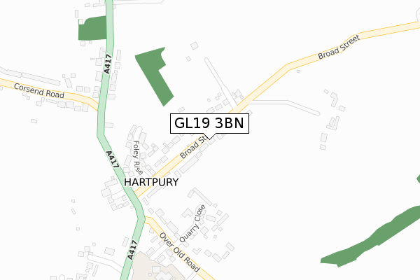 GL19 3BN map - large scale - OS Open Zoomstack (Ordnance Survey)