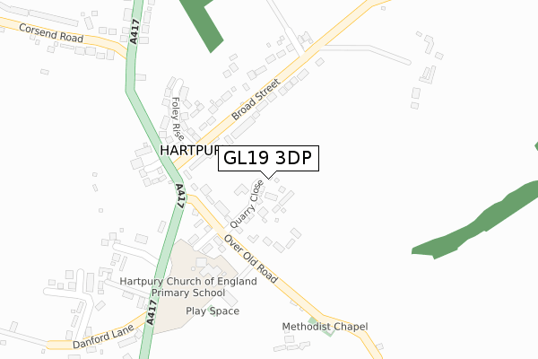 GL19 3DP map - large scale - OS Open Zoomstack (Ordnance Survey)