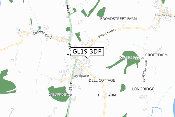 GL19 3DP map - small scale - OS Open Zoomstack (Ordnance Survey)