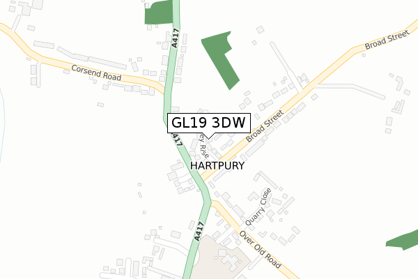 GL19 3DW map - large scale - OS Open Zoomstack (Ordnance Survey)