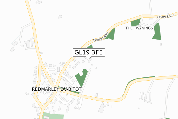 GL19 3FE map - large scale - OS Open Zoomstack (Ordnance Survey)