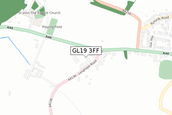 GL19 3FF map - large scale - OS Open Zoomstack (Ordnance Survey)