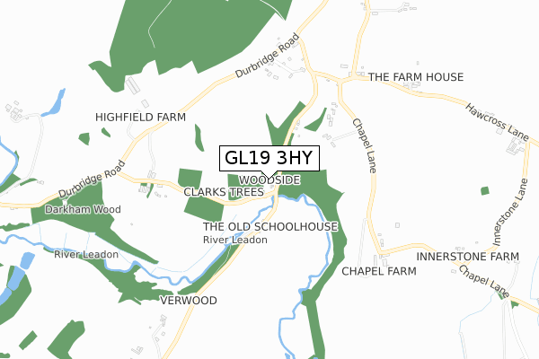 GL19 3HY map - small scale - OS Open Zoomstack (Ordnance Survey)