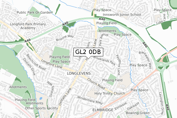 GL2 0DB map - small scale - OS Open Zoomstack (Ordnance Survey)
