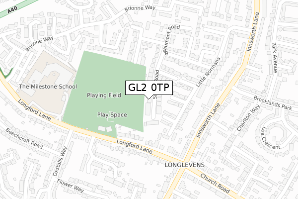 GL2 0TP map - large scale - OS Open Zoomstack (Ordnance Survey)