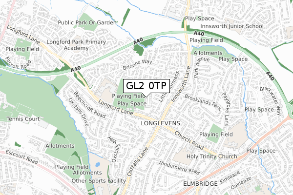 GL2 0TP map - small scale - OS Open Zoomstack (Ordnance Survey)