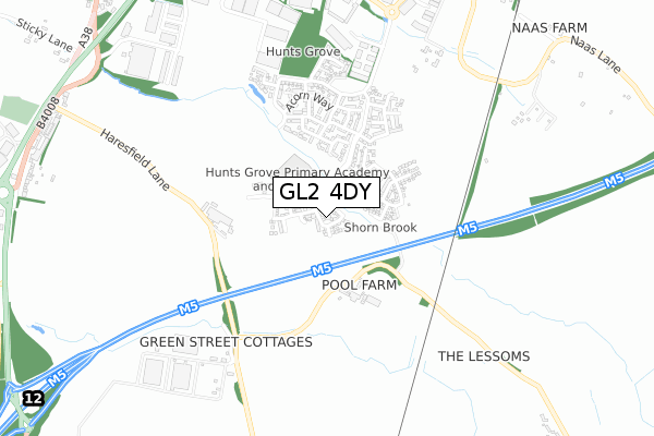 GL2 4DY map - small scale - OS Open Zoomstack (Ordnance Survey)