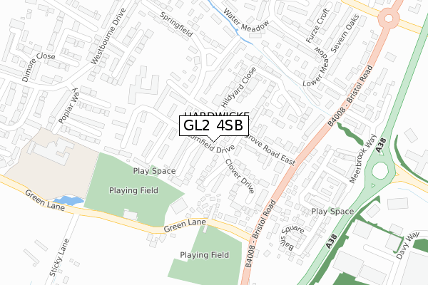 GL2 4SB map - large scale - OS Open Zoomstack (Ordnance Survey)