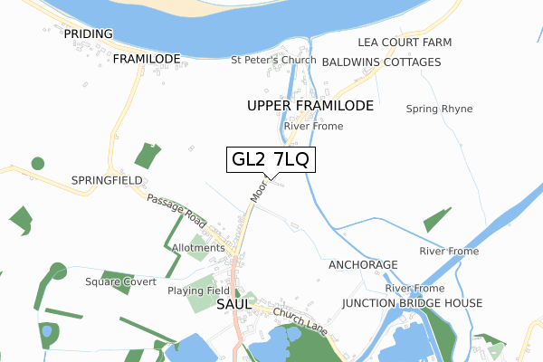 GL2 7LQ map - small scale - OS Open Zoomstack (Ordnance Survey)