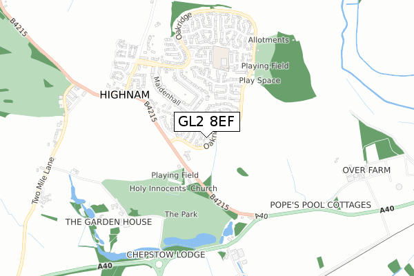 GL2 8EF map - small scale - OS Open Zoomstack (Ordnance Survey)