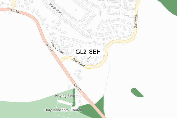 GL2 8EH map - large scale - OS Open Zoomstack (Ordnance Survey)