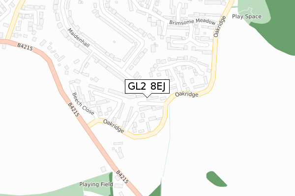 GL2 8EJ map - large scale - OS Open Zoomstack (Ordnance Survey)