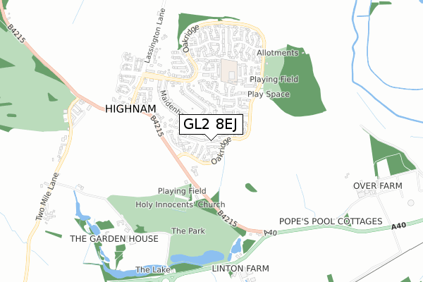 GL2 8EJ map - small scale - OS Open Zoomstack (Ordnance Survey)